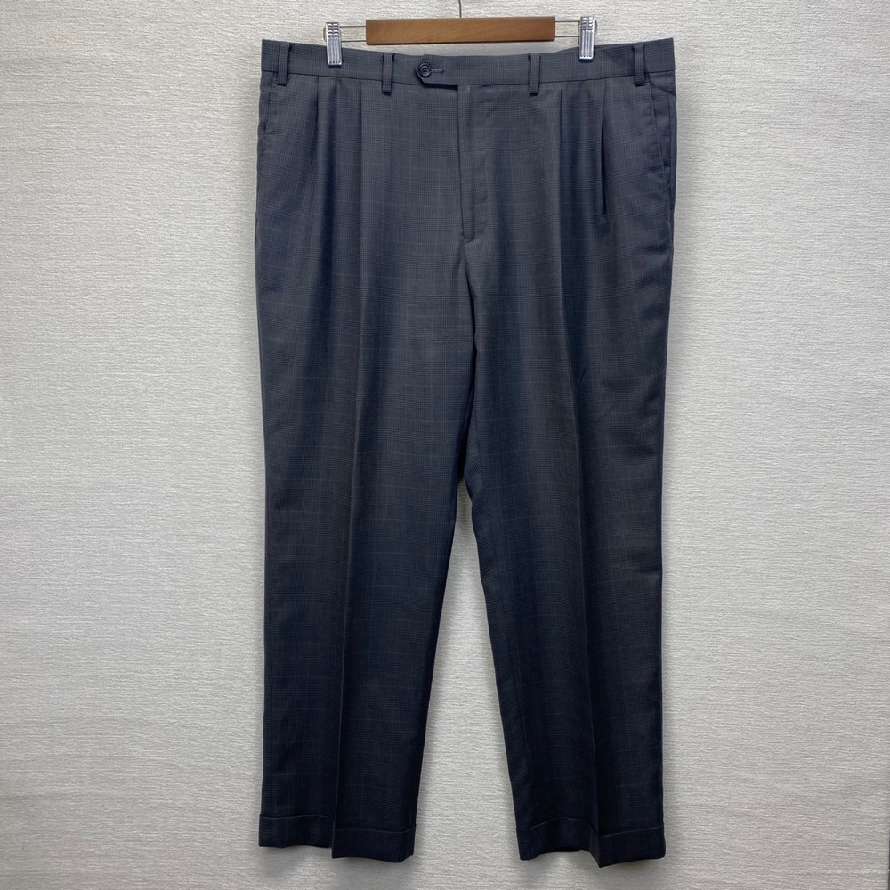 Lauren‎ Ralph Lauren Mens 40x30 Pleated Gray Glen Plaid Cuffed Dress Pants